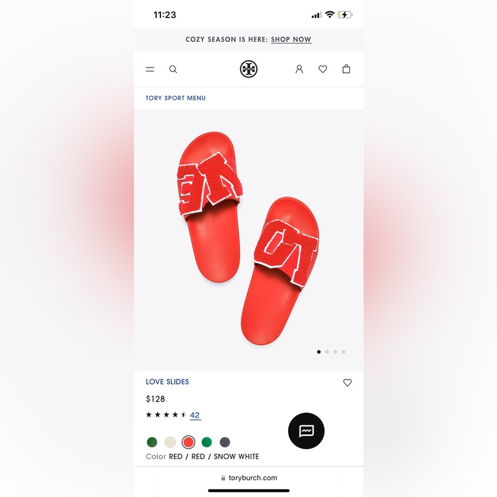 Tory Burch LOVE slides in red. Never worn!